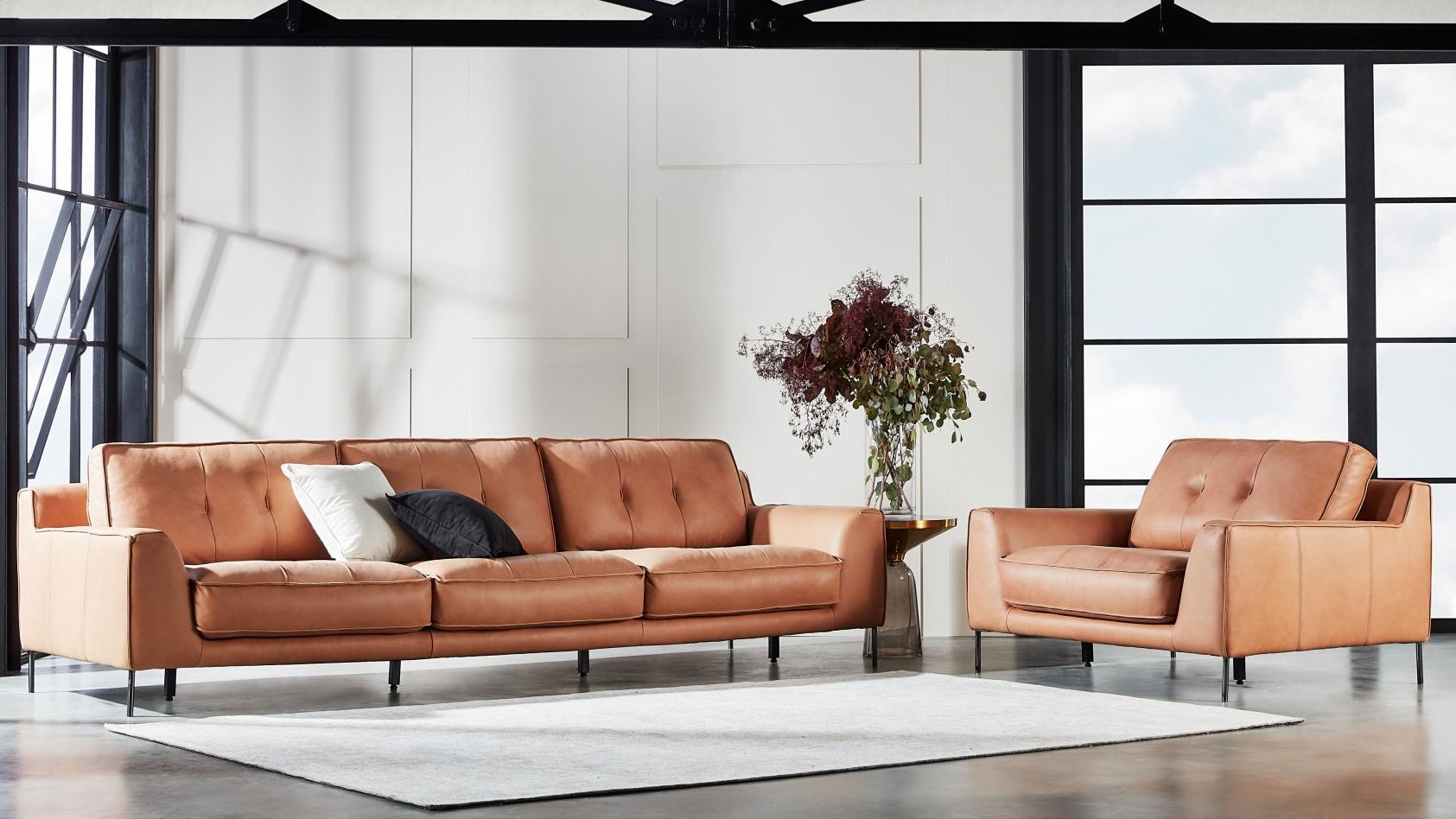 Domayne leather lounges sale