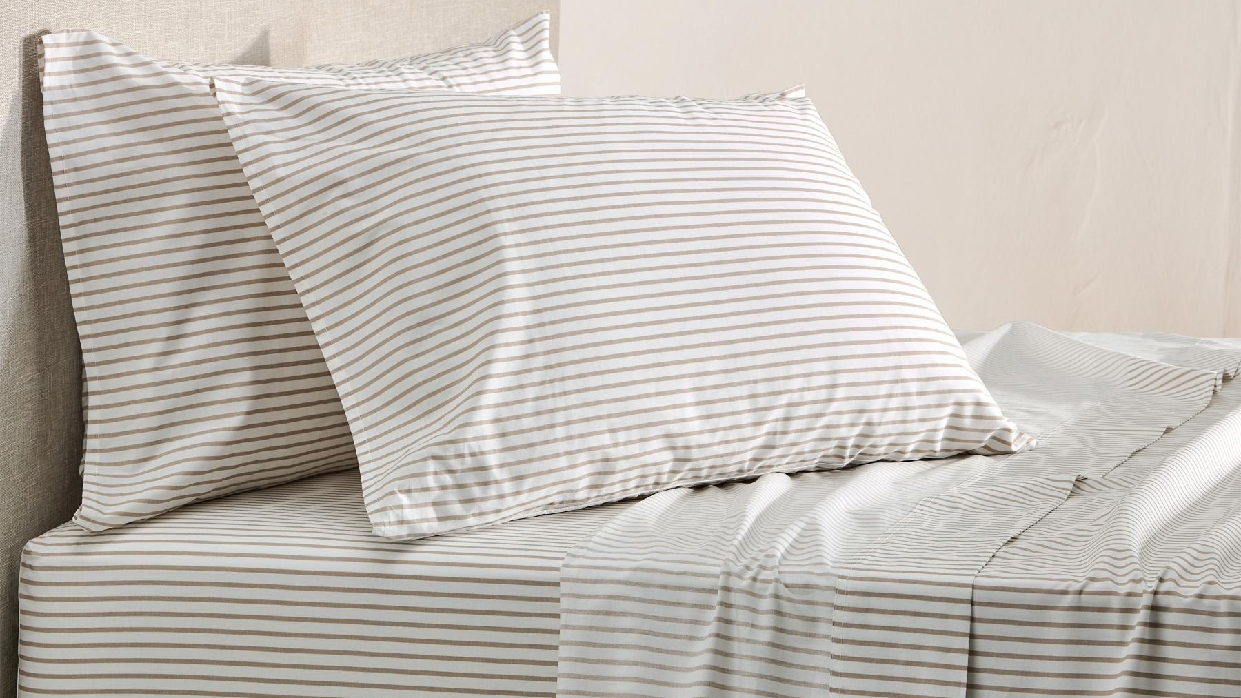 Ava Stripe Taupe Sheet Set 