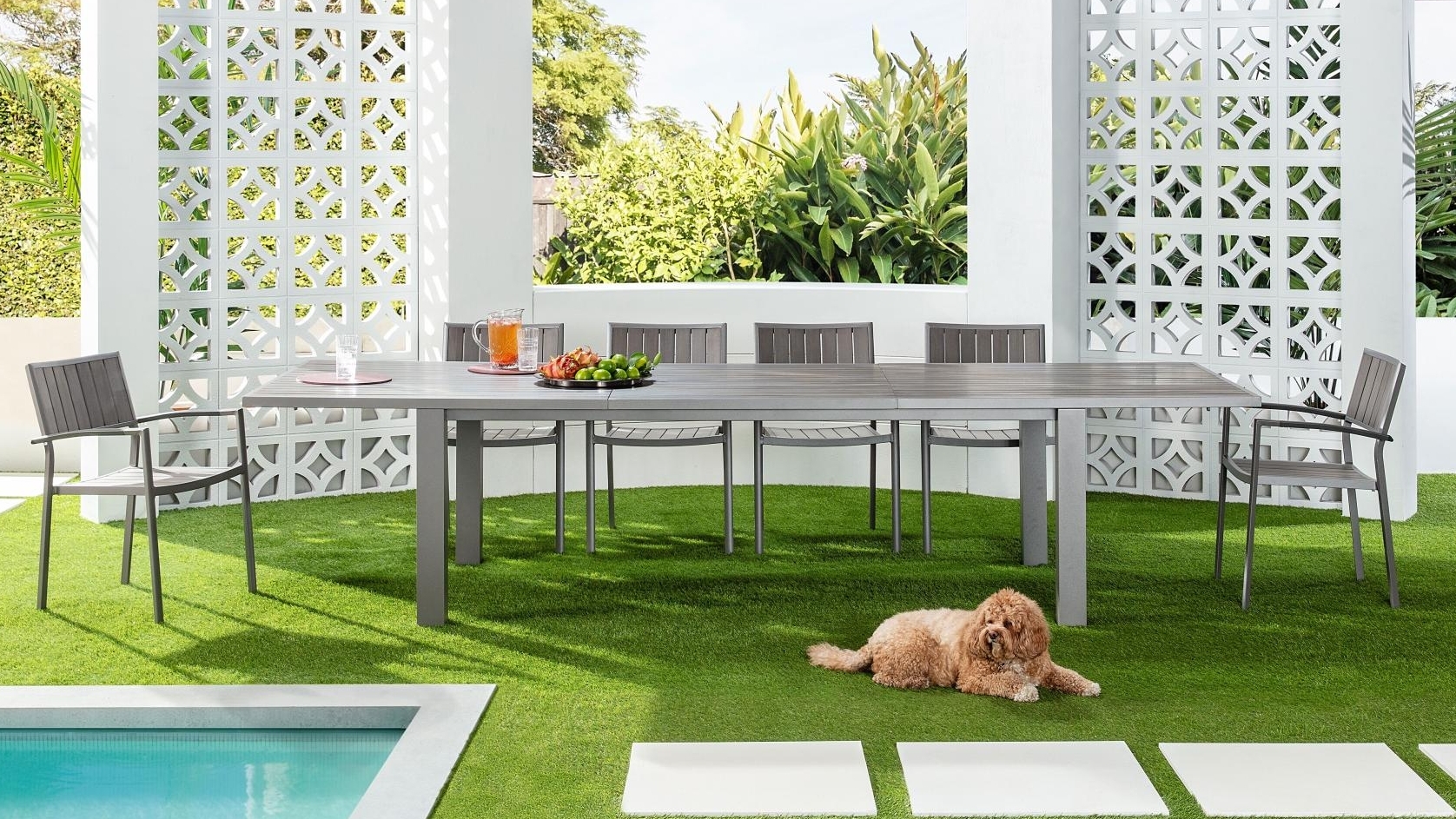 Akira Outdoor Charcoal Extension Dining Table Domayne