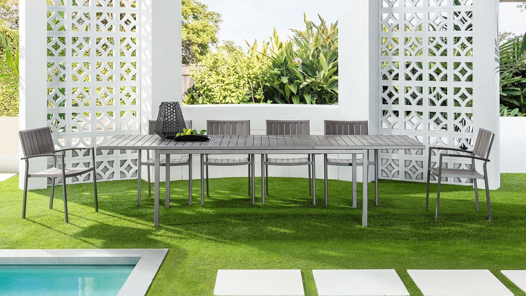 Akira Outdoor Charcoal Extension Dining Table Domayne