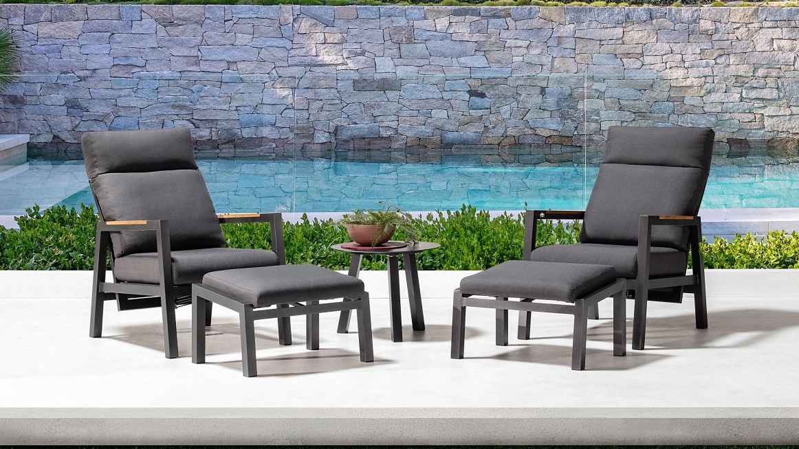 Everly 5-Piece Outdoor Charcoal Recliner Chat Setting