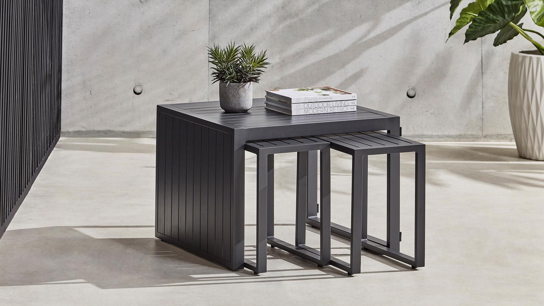 Sedona 3-Piece Charcoal Outdoor Nest Table 