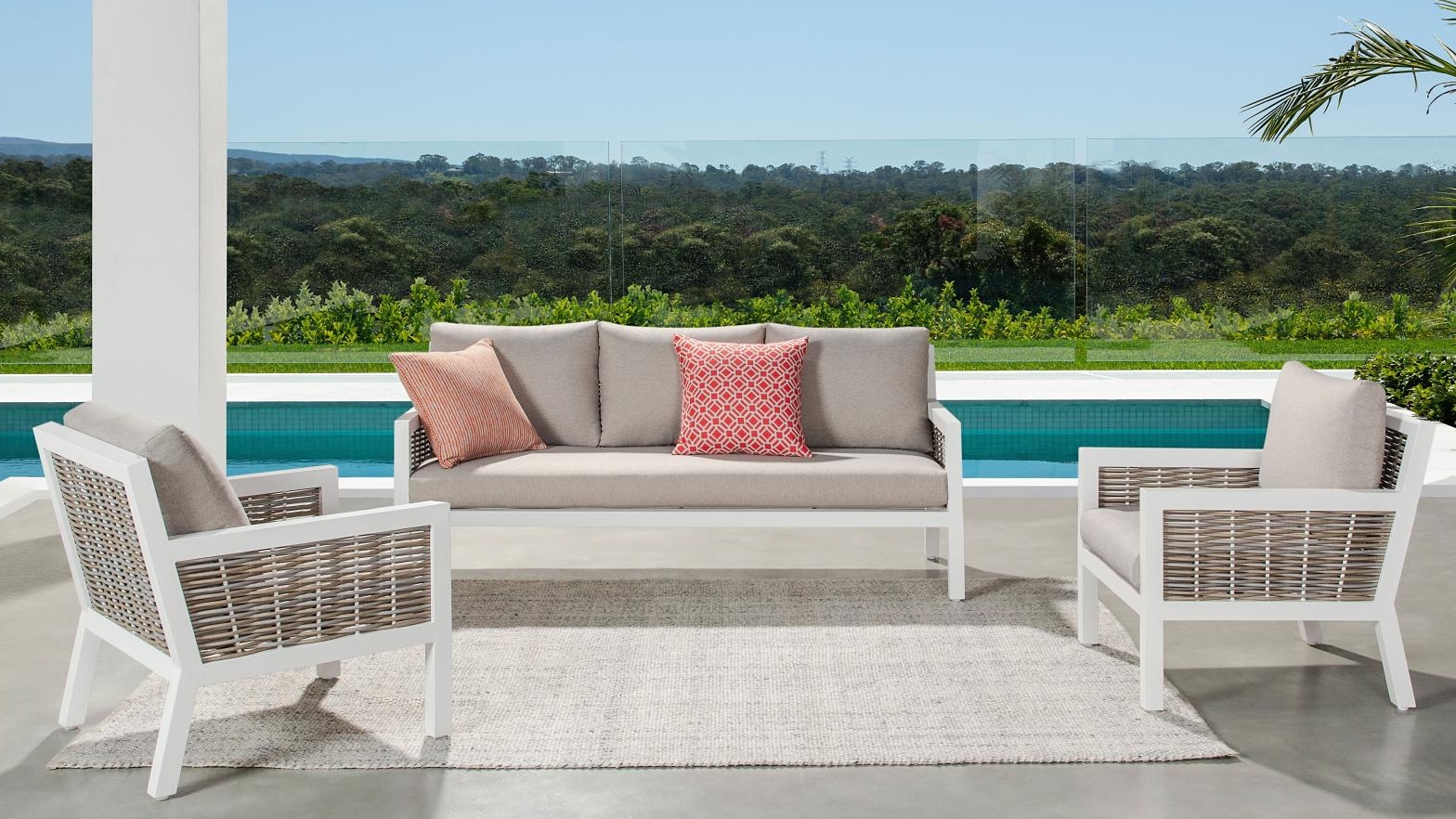 Sansa 3Piece Outdoor Lounge Setting Domayne