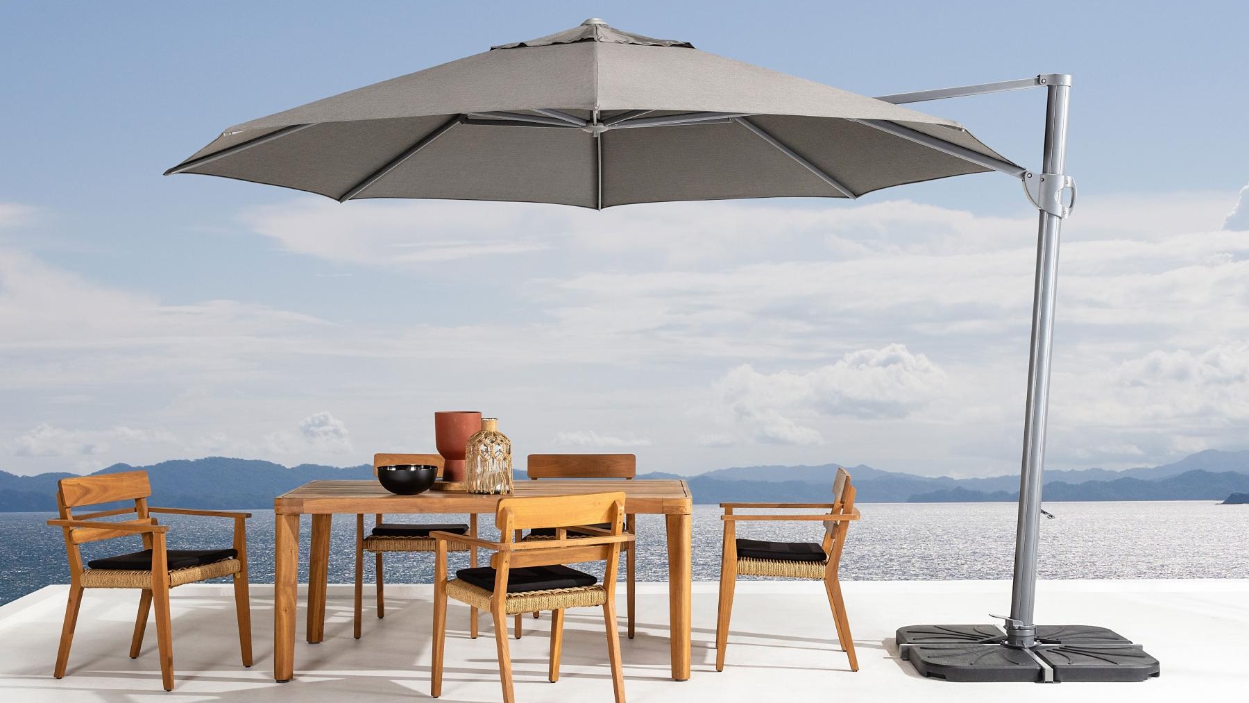 Treviso Outdoor Octagonal Cantilever Umbrella - Taupe