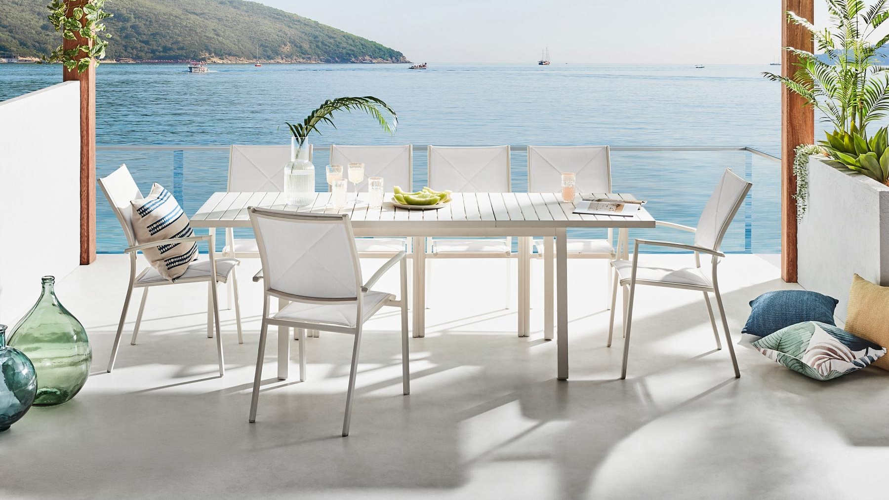 Akira Outdoor White Extension Dining Table Domayne
