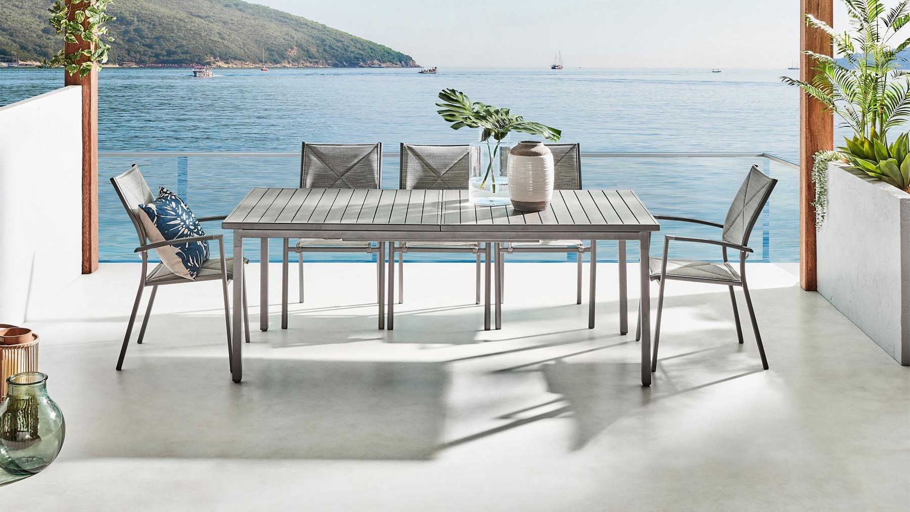 Akira Outdoor Charcoal Extension Dining Table Domayne