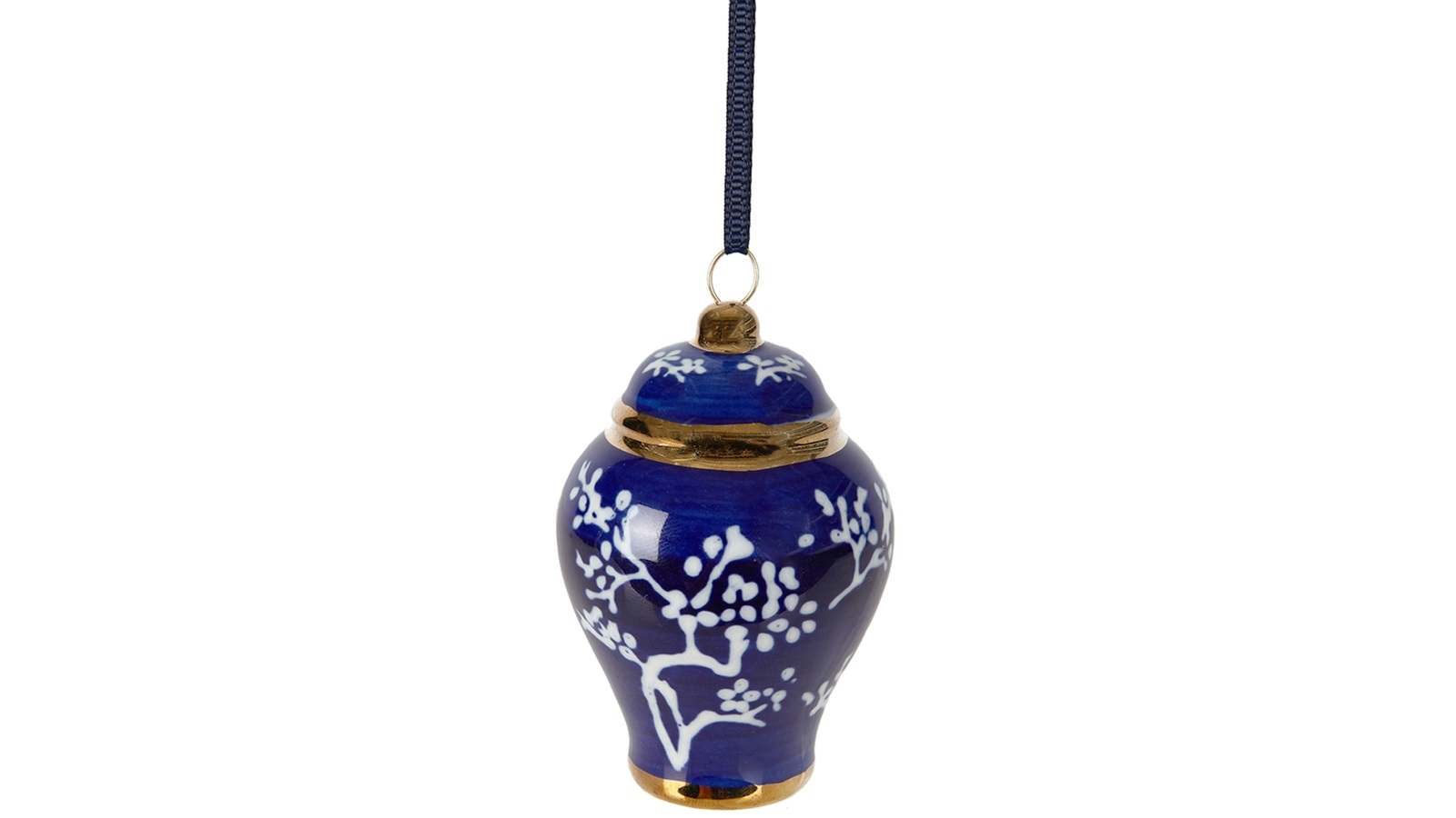 Chinoiserie Blue/Gold/White Ginger Jar Ornaments - Tree