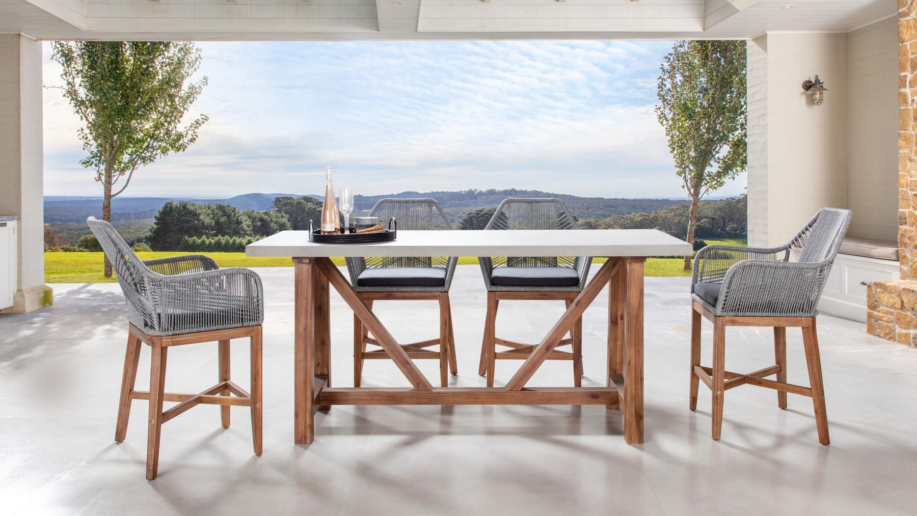 Estrella Outdoor White Bar Table Domayne