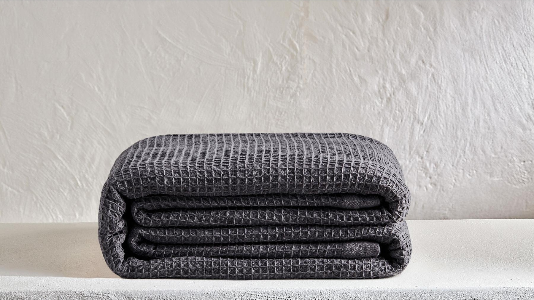 Waffle Weave Charcoal Queen/King Blanket 