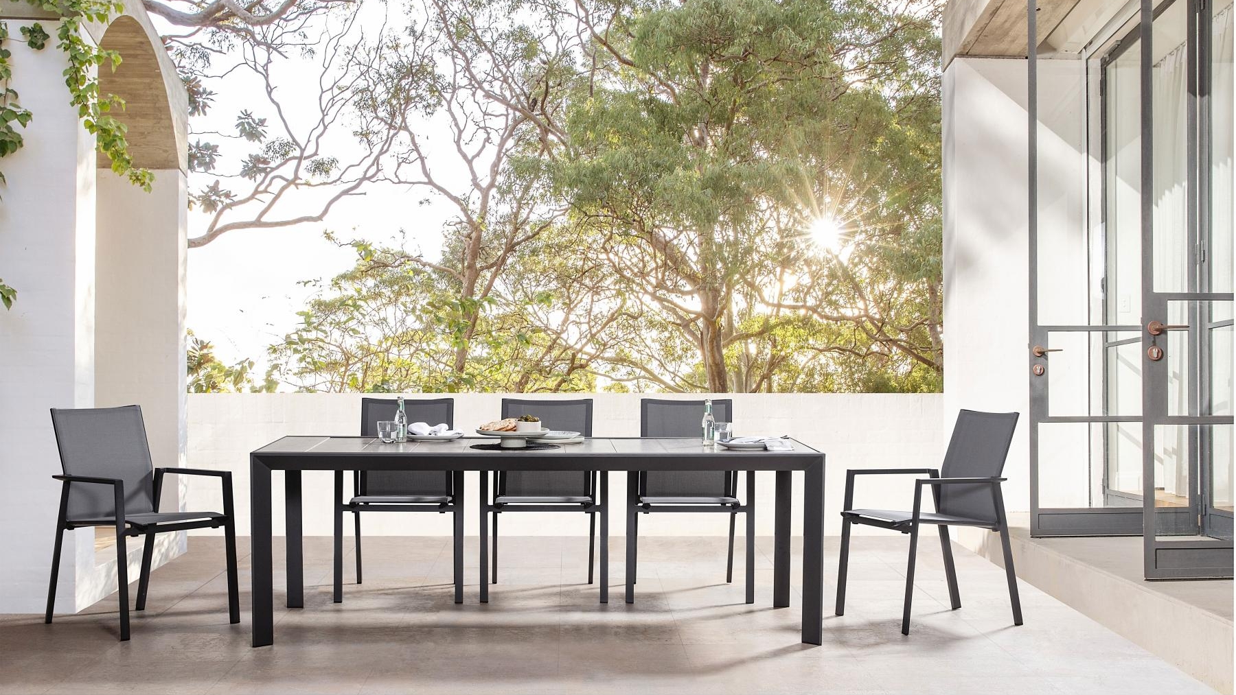 Monarch Outdoor Gunmetal Fixed Dining Table 