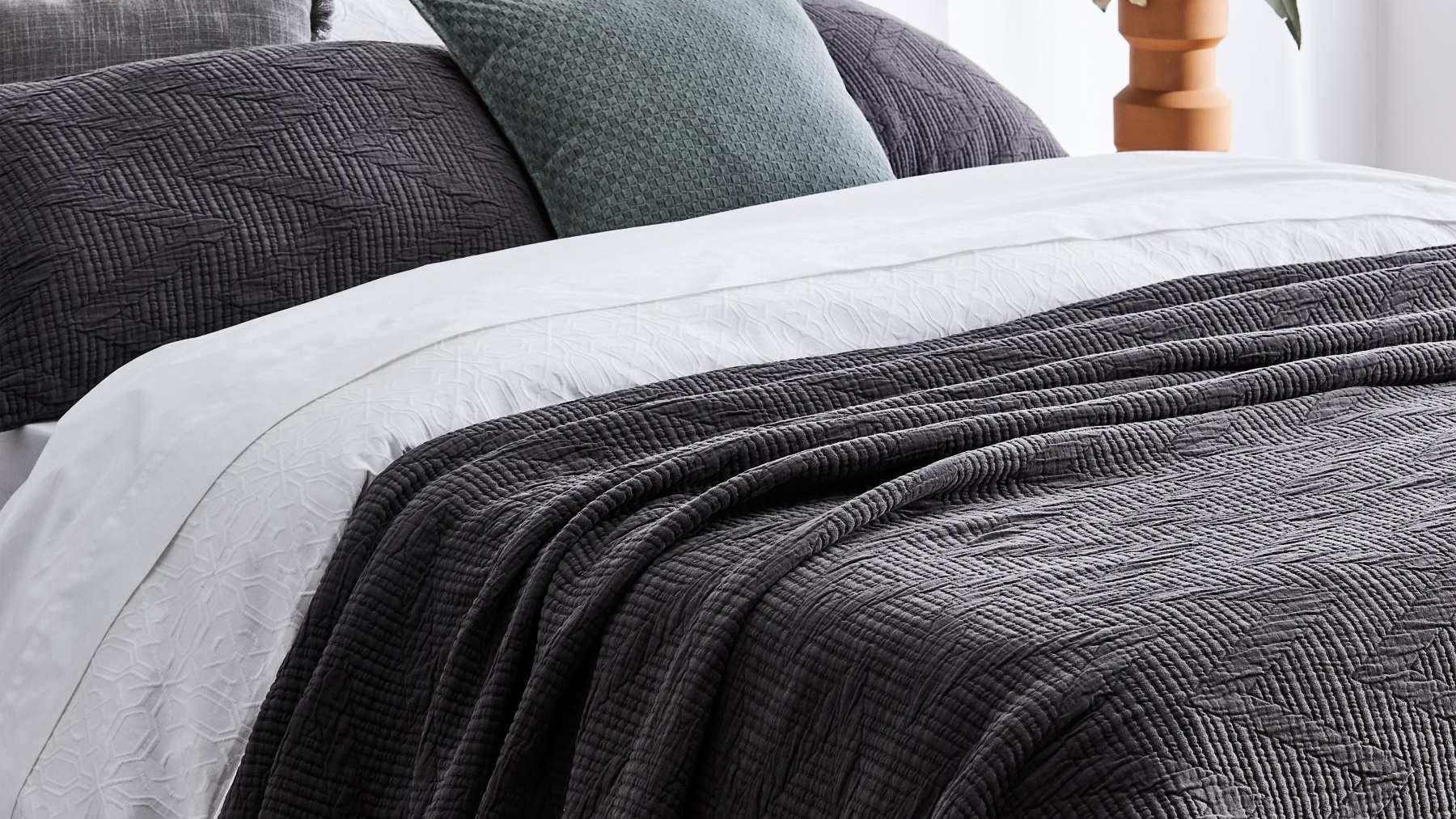 Valeron Caruso Velvet King Coverlet in Charcoal top