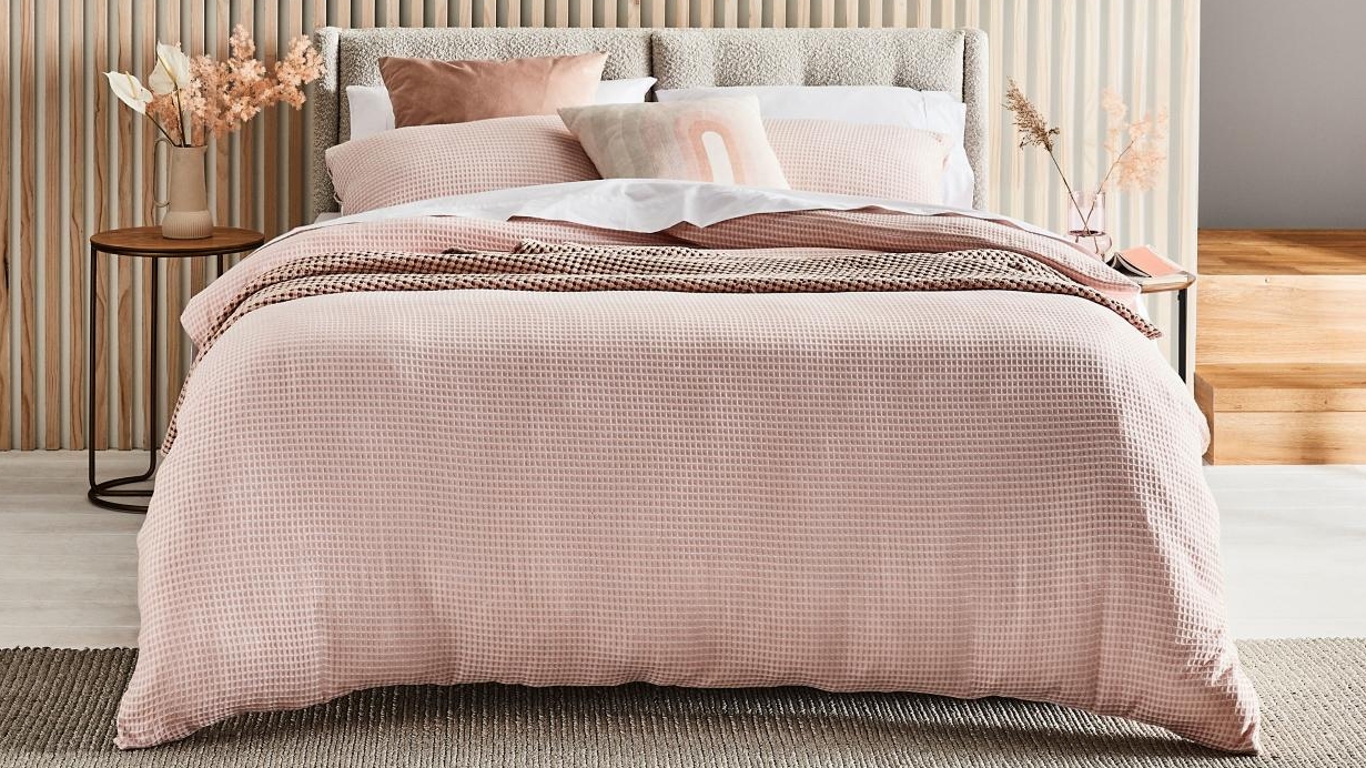 Diamond Waffle Rose Quilt Cover Set