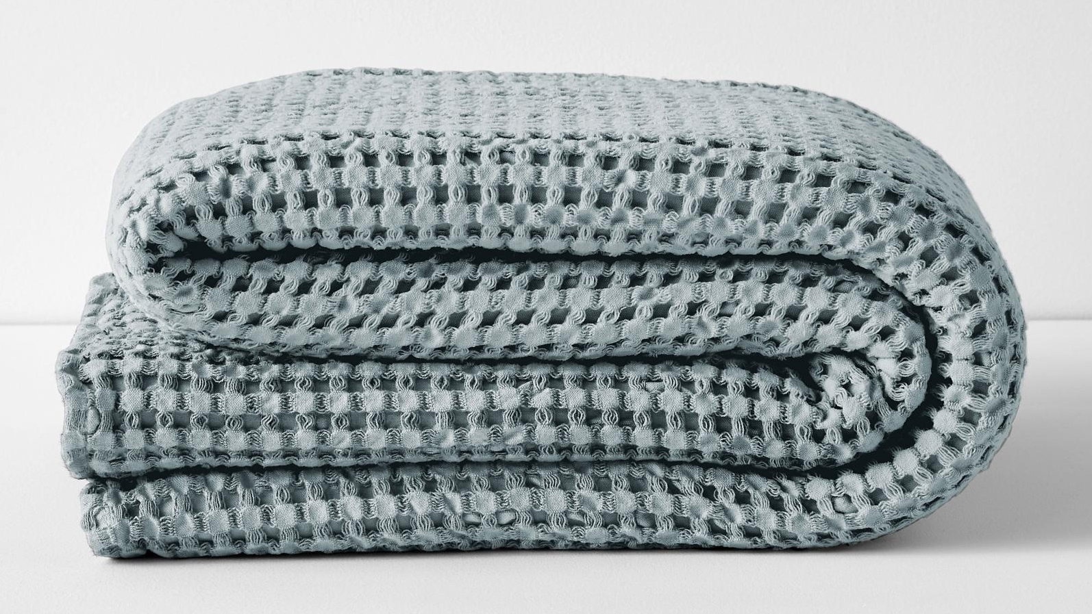 Aura Waffle Dusty Blue Throw - 140 x 200cm | Domayne