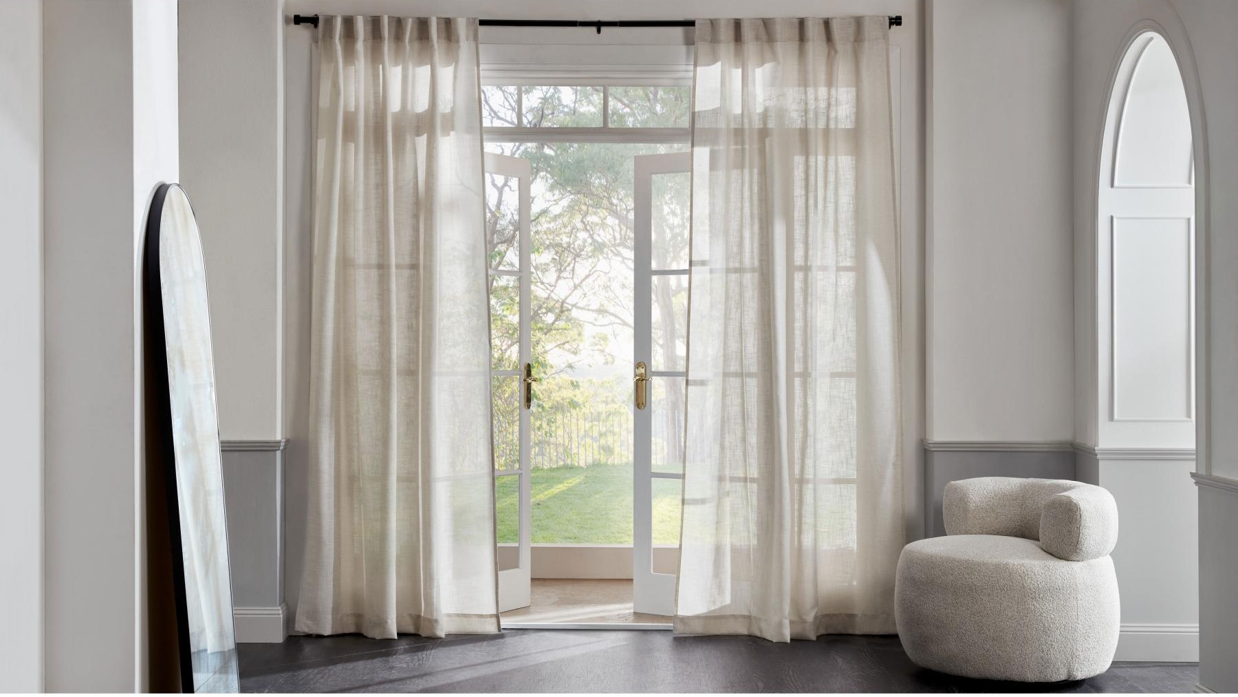Flynn Sheer Single Curtain in Natural 