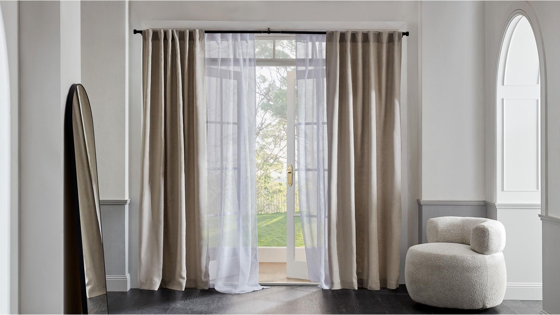 Amelie Room Darkening Single Curtain in Stonewash