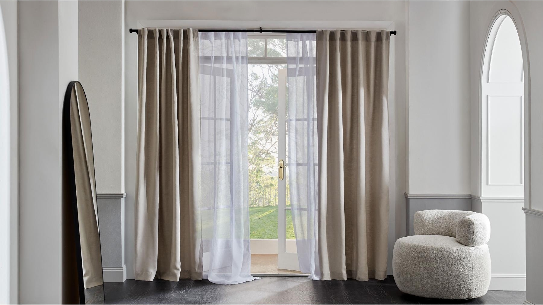 Amelie Room Darkening Single Curtain in Stonewash - 140x230cm