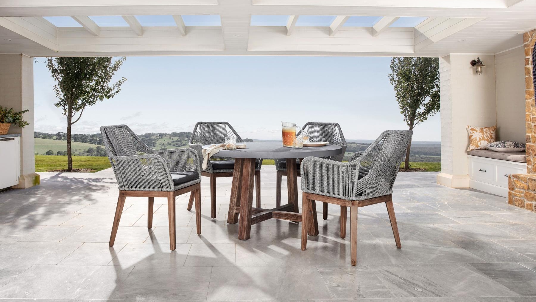 Estrella Round Outdoor Dining Table Grey Domayne