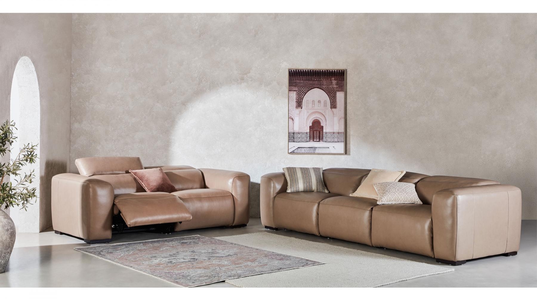 Coralli Leather Lounge with Twin Electric Reclining Actions