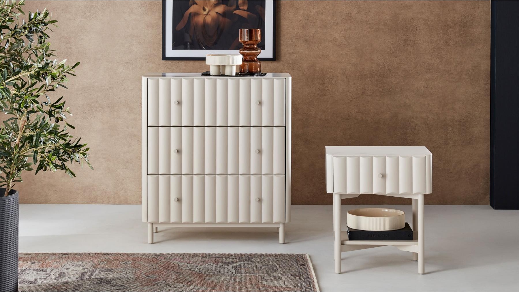 Zara Wave 1Drawer Bedside Table Domayne