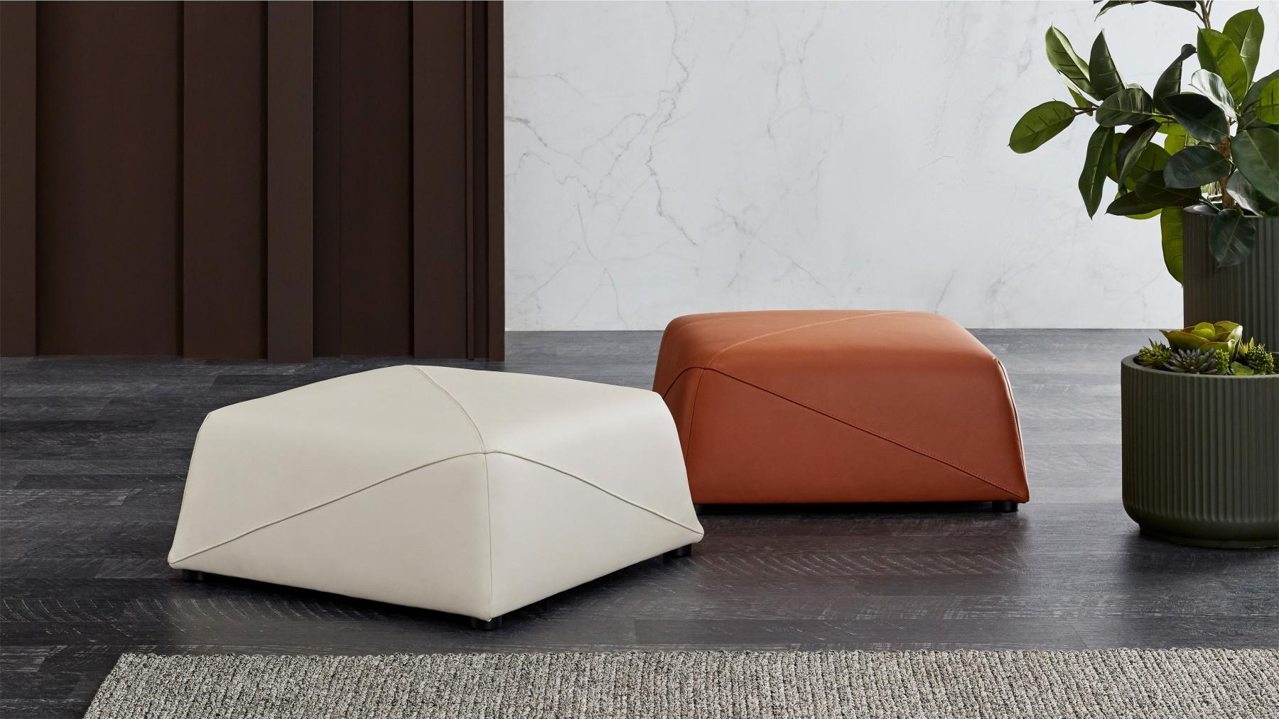 Iker Leather Ottoman