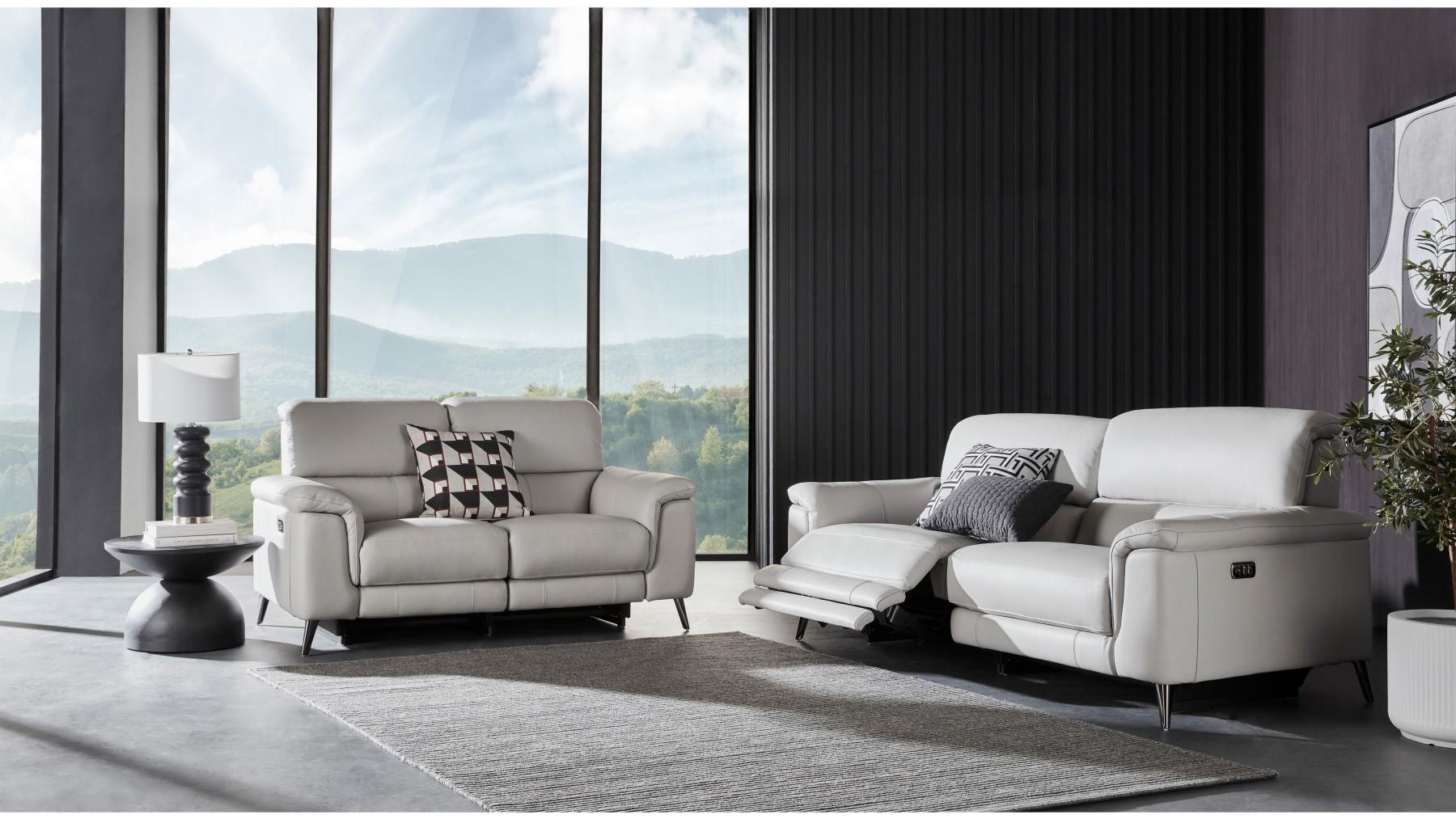 Icon Leather Lounge With Twin Electric Reclining Actions | Domayne