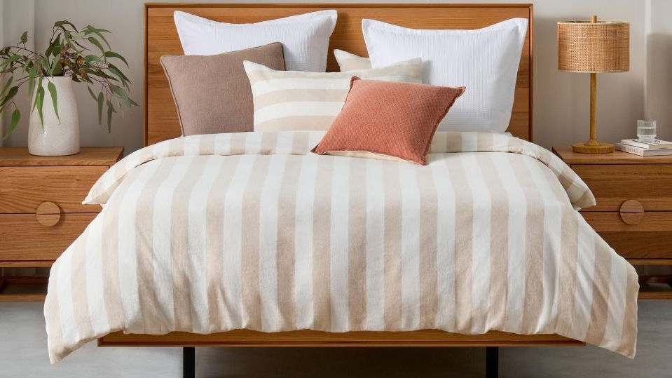 Linen House Vintage Stripe Natural Quilt Cover Set 