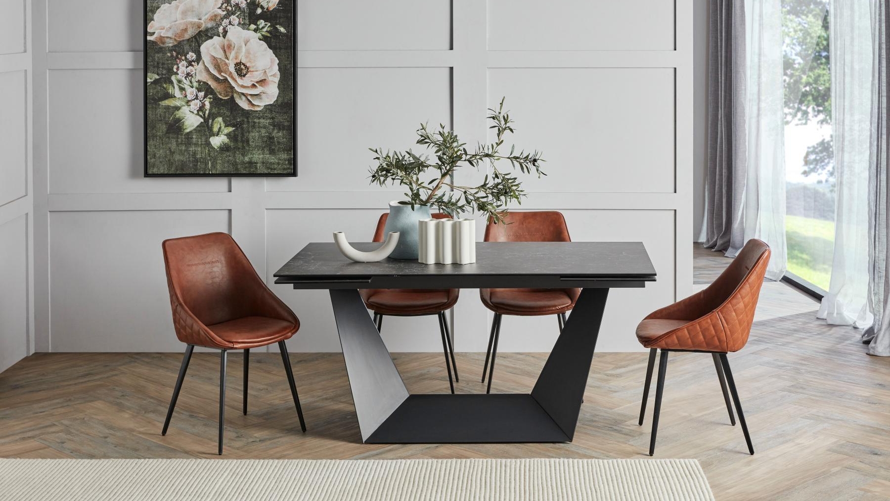 Albon Extension Dining Table Grey Domayne