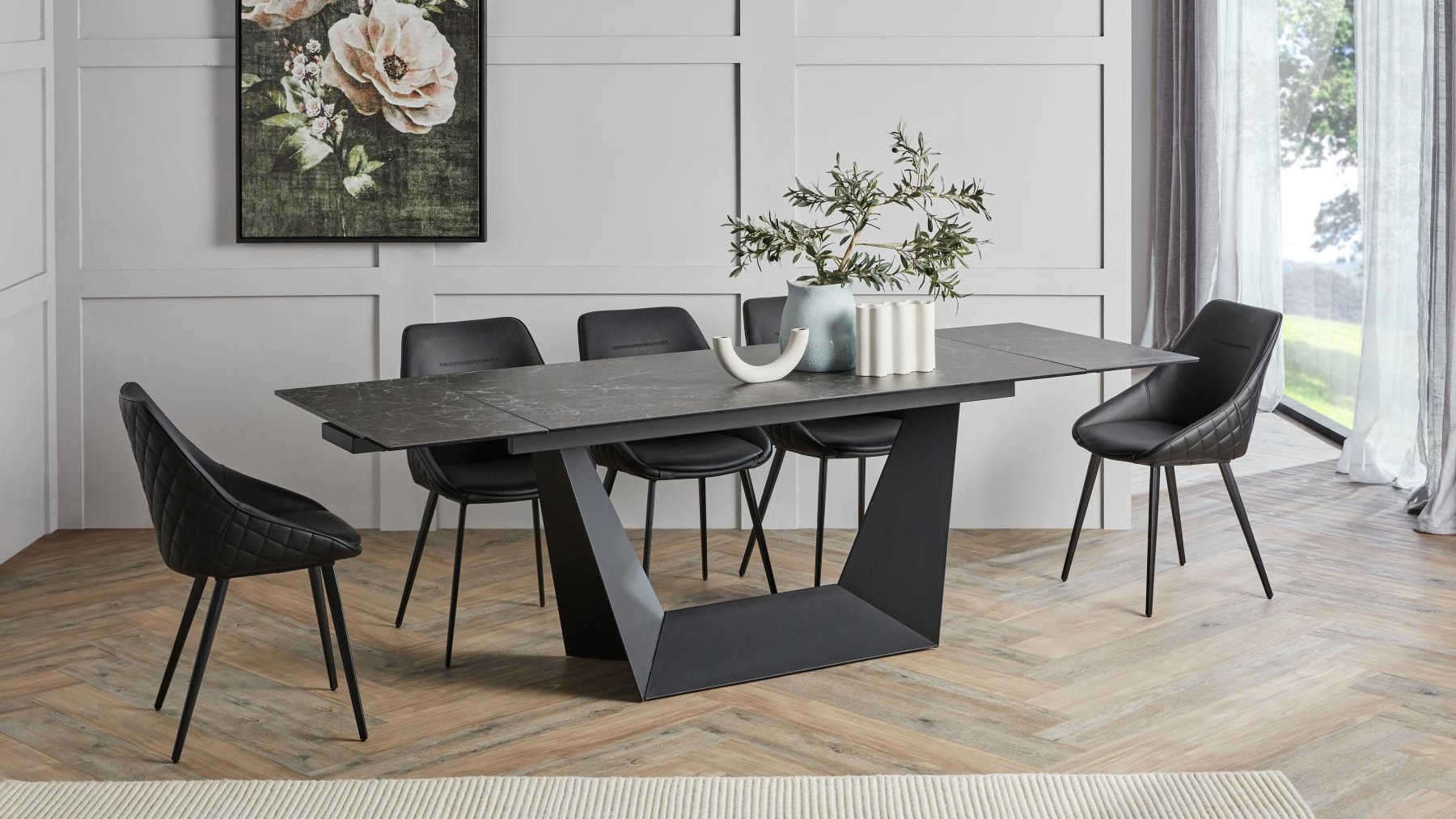 Albon Extension Dining Table Grey Domayne