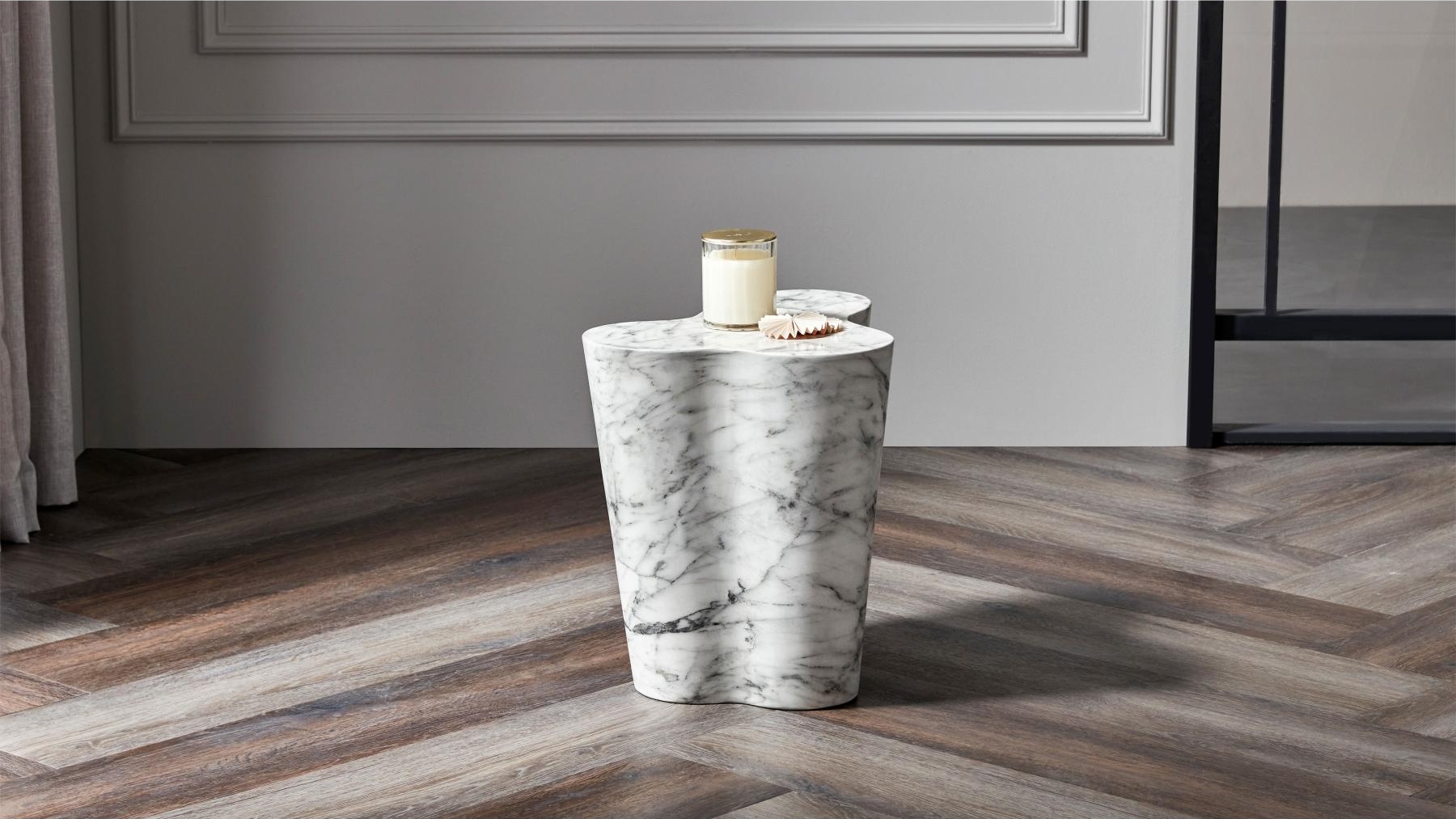 Wave Marble Small Side Table Domayne