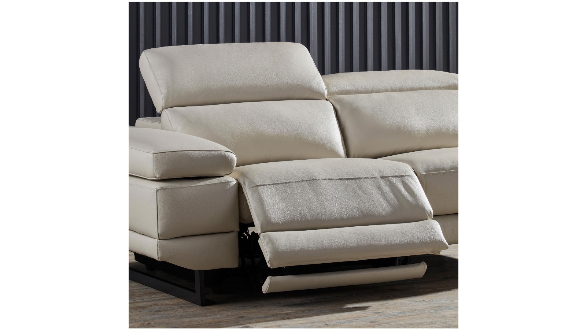 Strand Leather Modular Lounge with Electric Reclining Action Domayne
