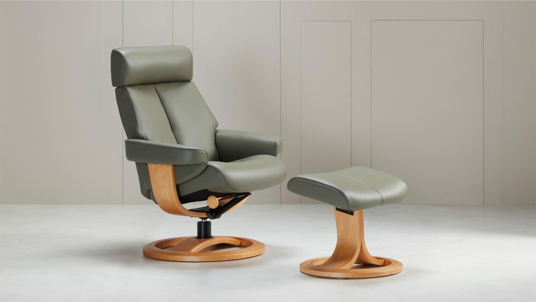 IMG Nordic 85 Leather Reclining Chair & Footstool | Domayne