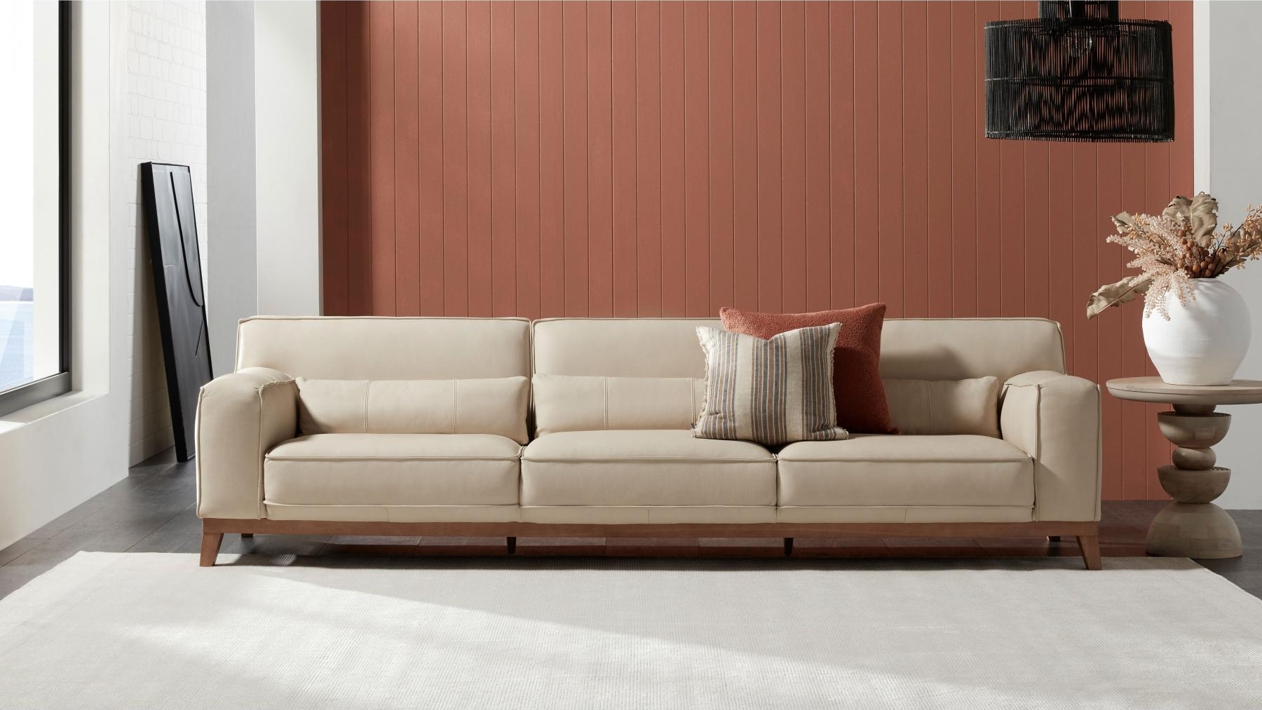 Reno 3.5 Seater Leather Lounge Domayne