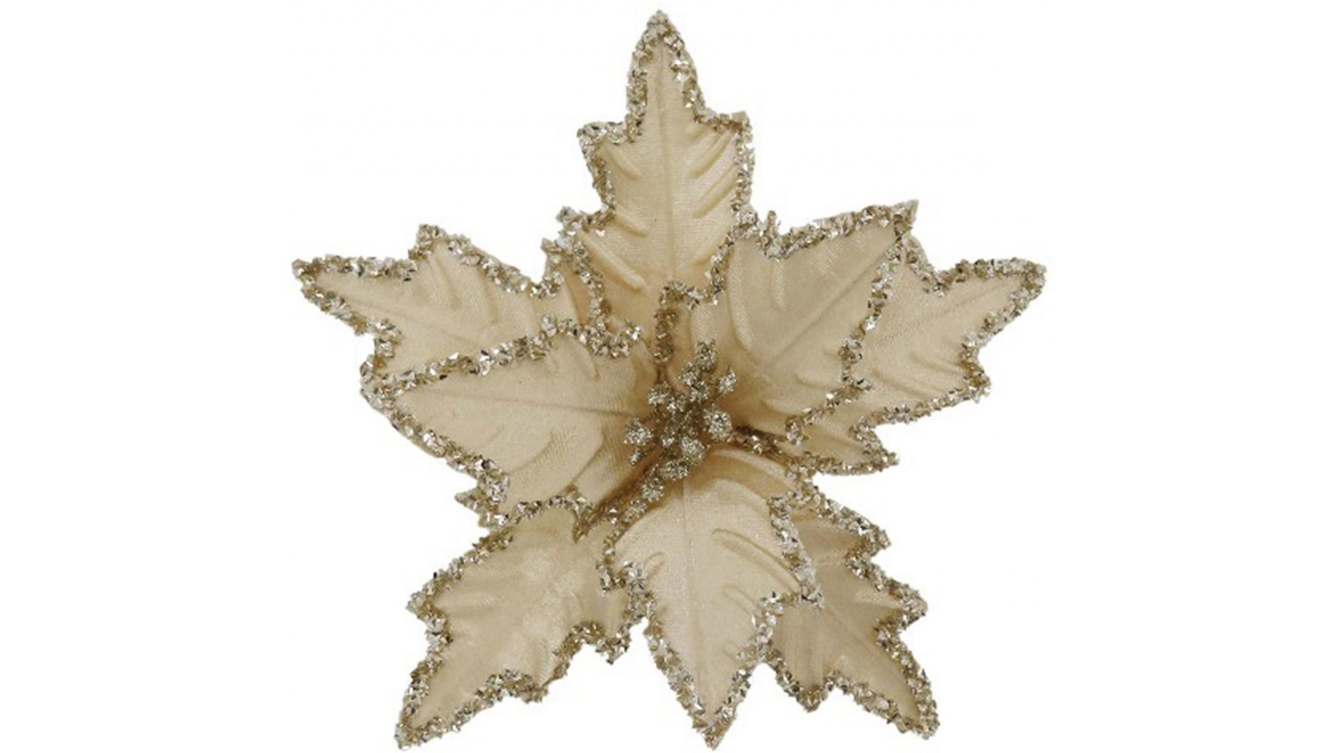 Clip On Poinsettia in Champagne Glitter