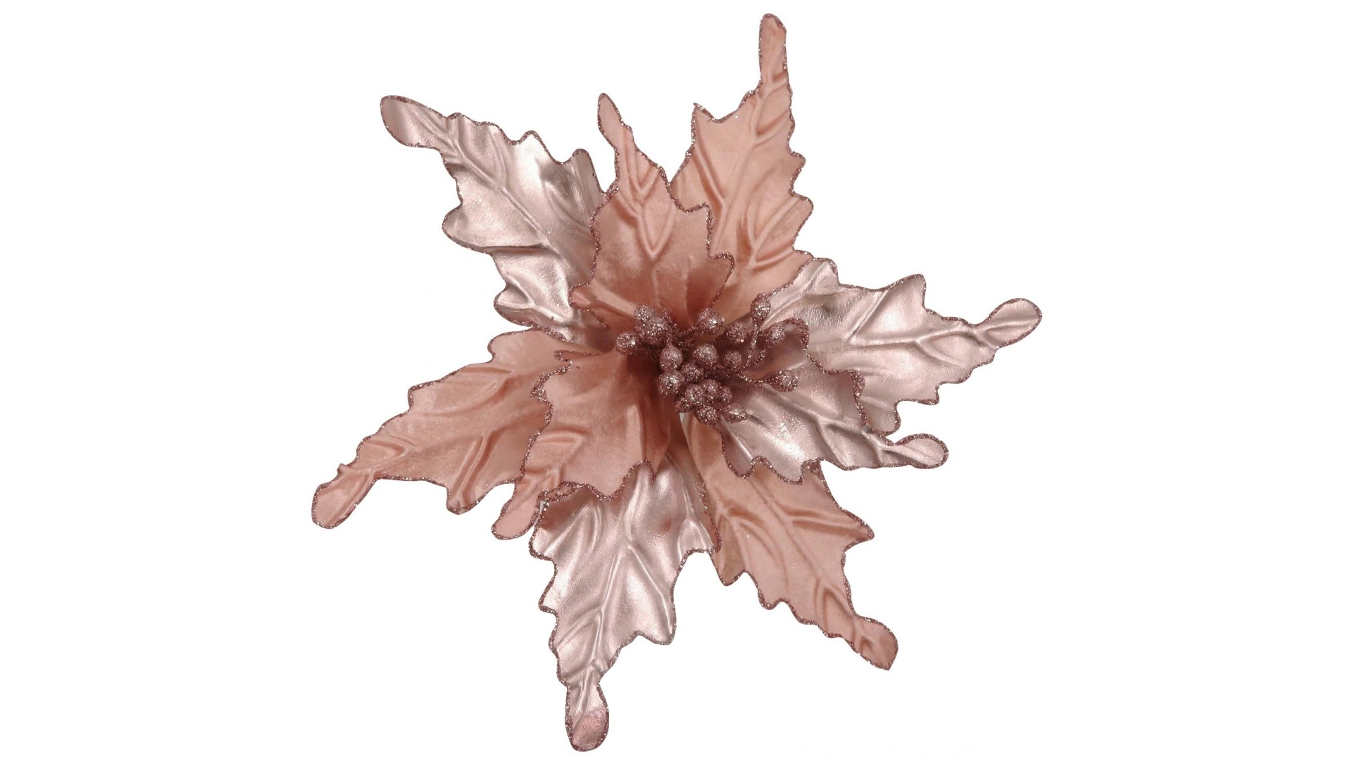 Clip On Poinsettia in Metal Pink