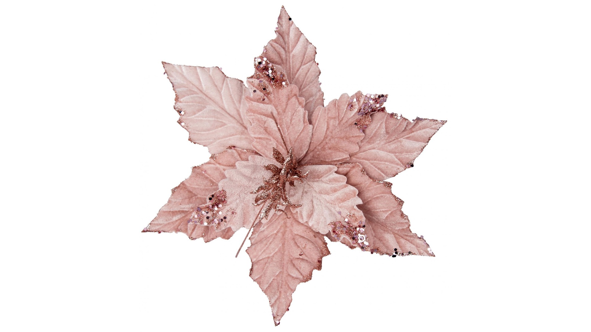 Clip on Poinsettia in Pink Glitter Tips