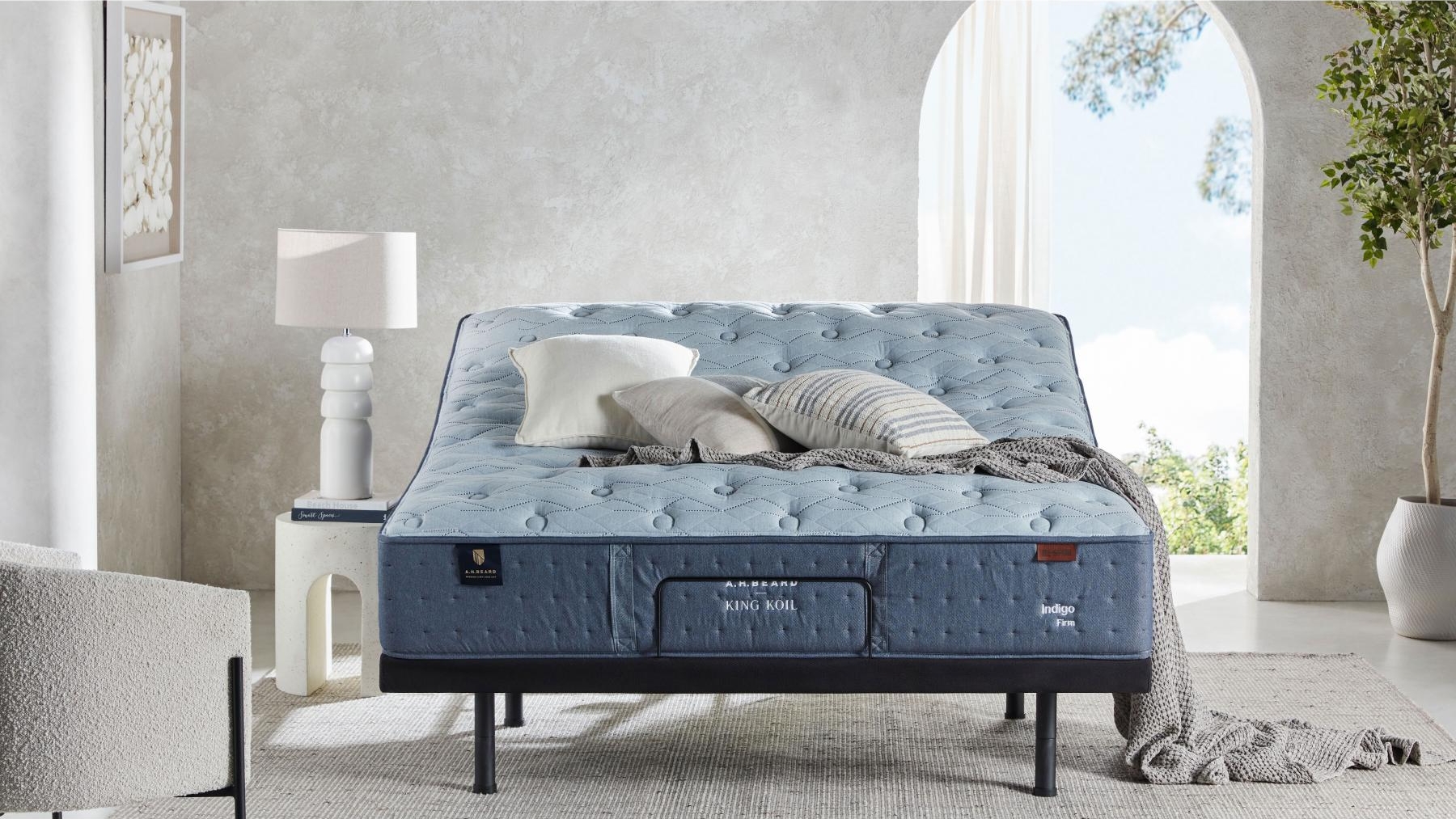 King Koil Respun Indigo Firm Mattress + A.H. Beard Renew Zero Clearance Adjustable Base King Bundle