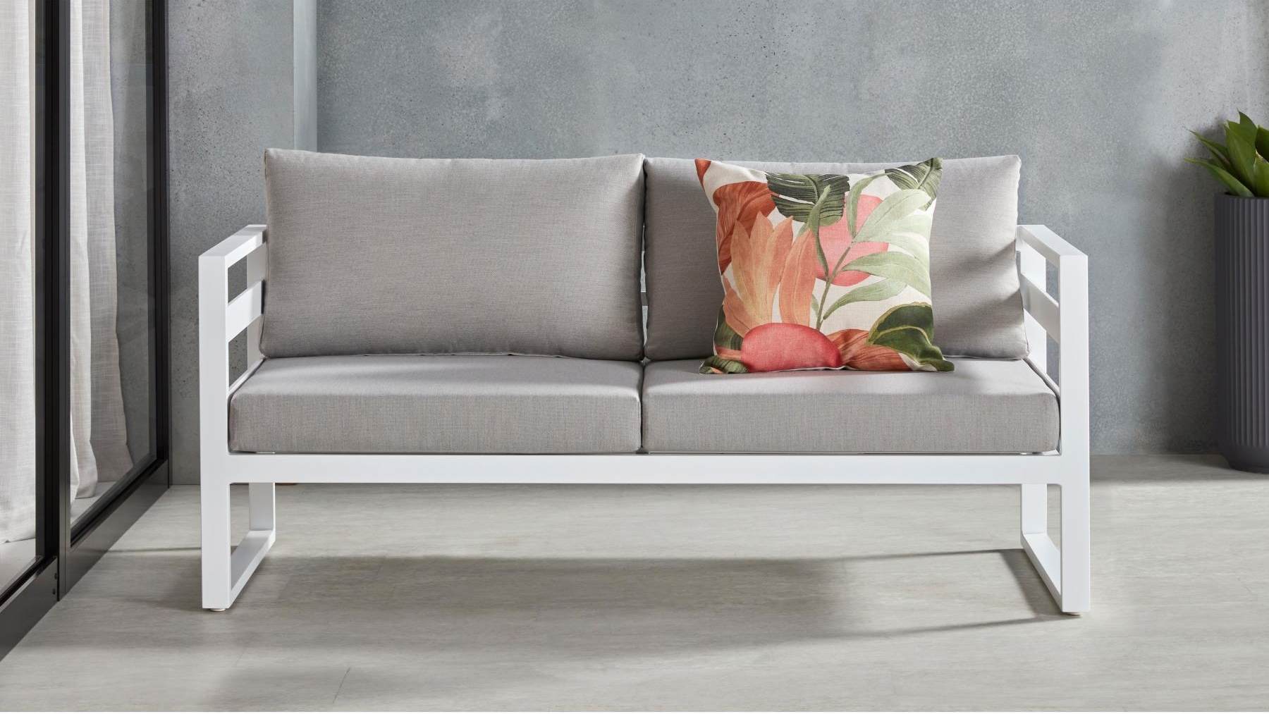 Islay 2-Seater Outdoor Lounge in White | Domayne