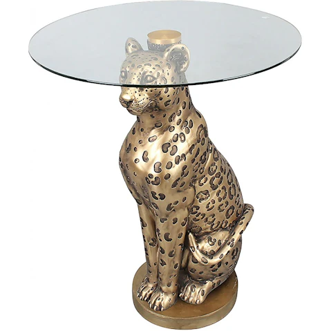 Leo Leopard Side Table in Gold