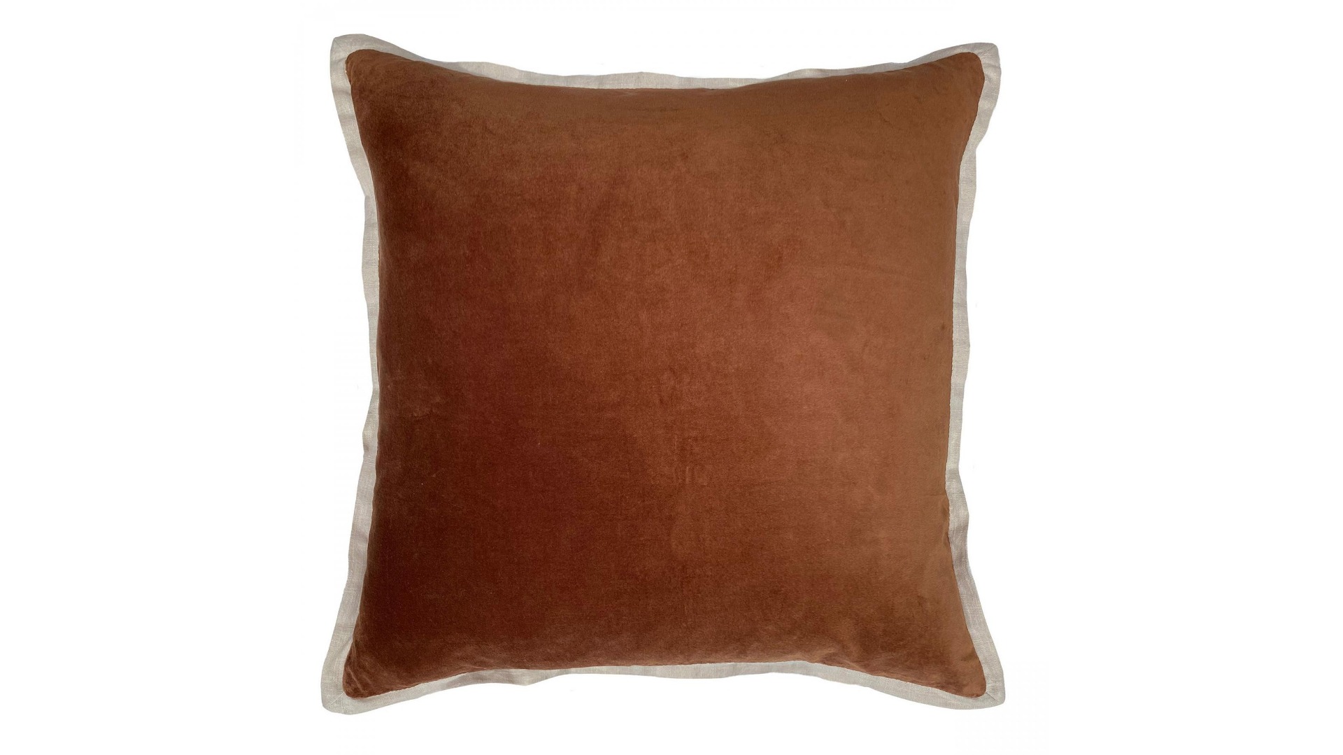 Forli Velvet with Linen Flange Cushion in Nougat