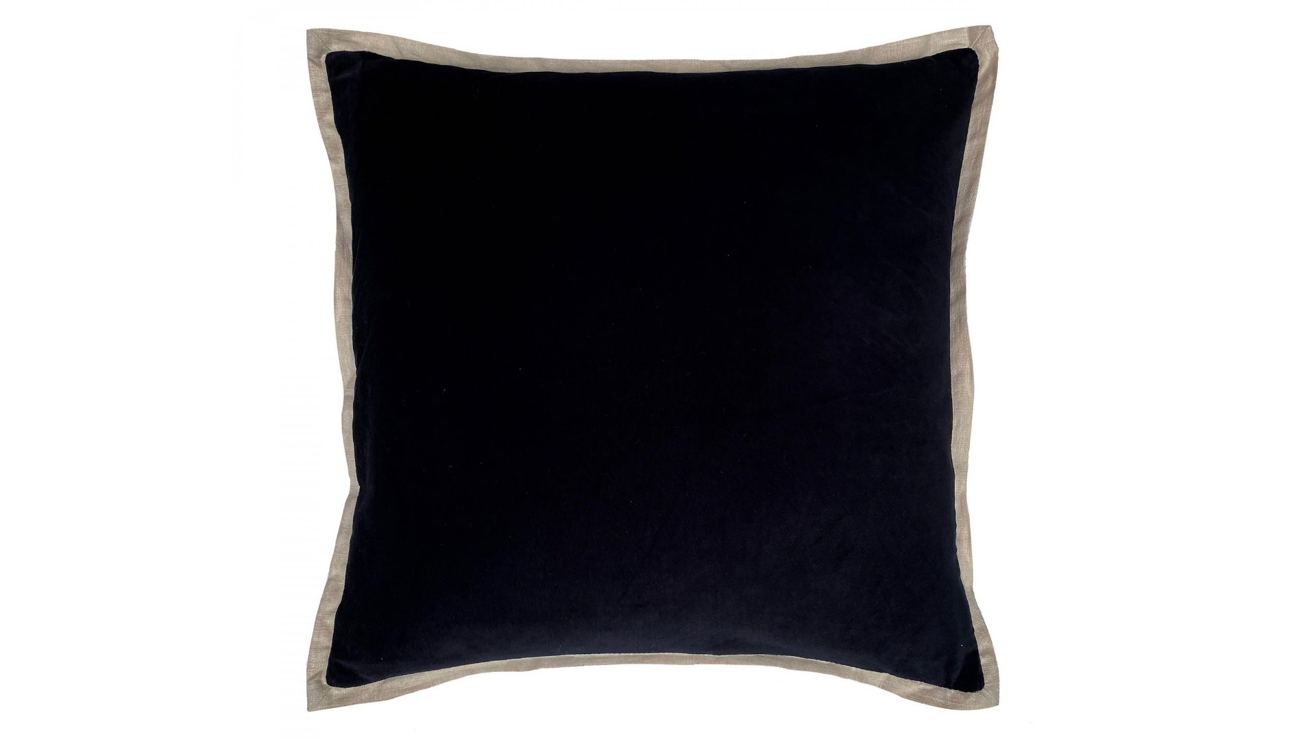 Forli Velvet with Linen Flange Cushion in Black