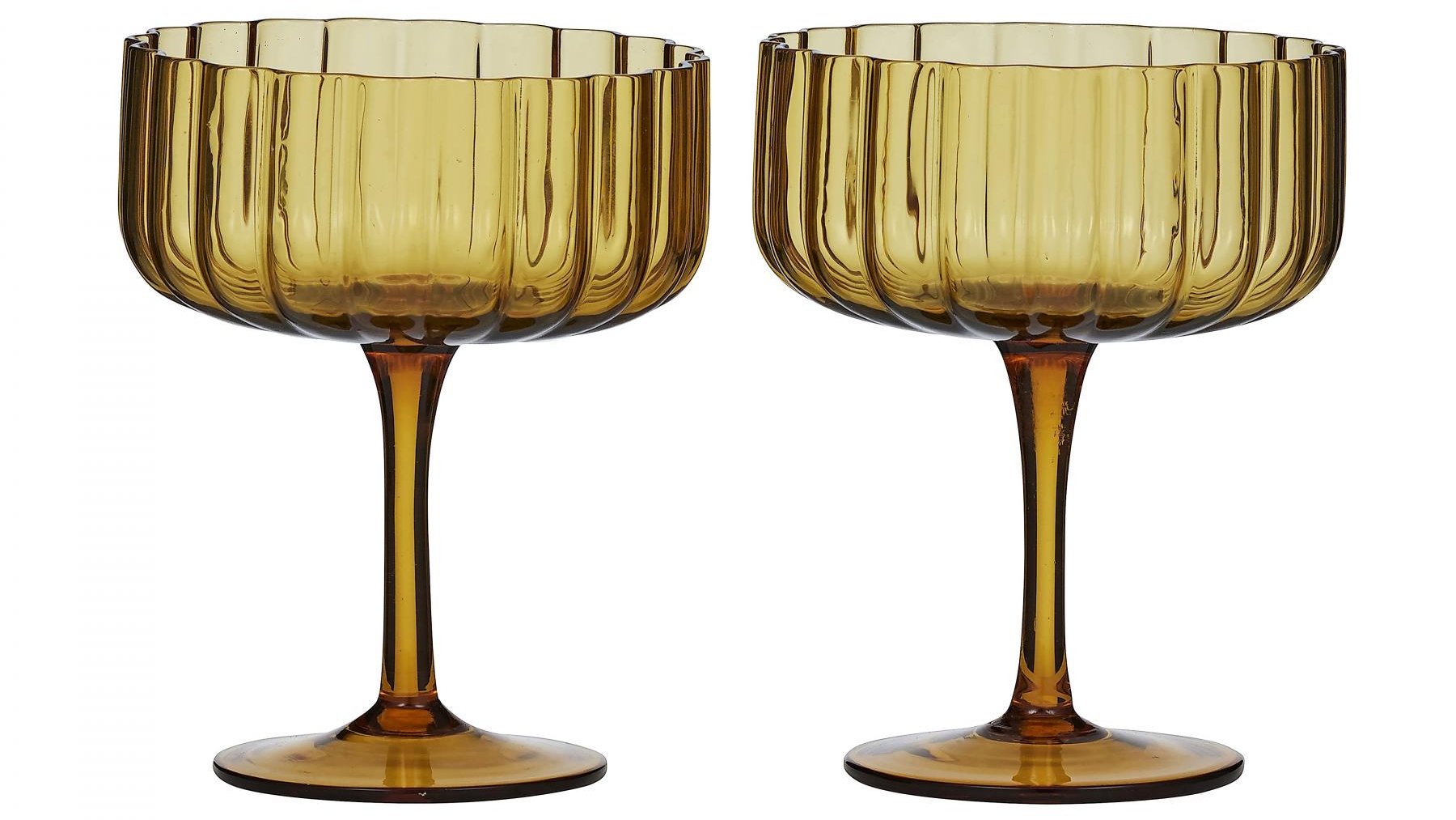 Hazel Coupe Glass in Amber - Set of 2