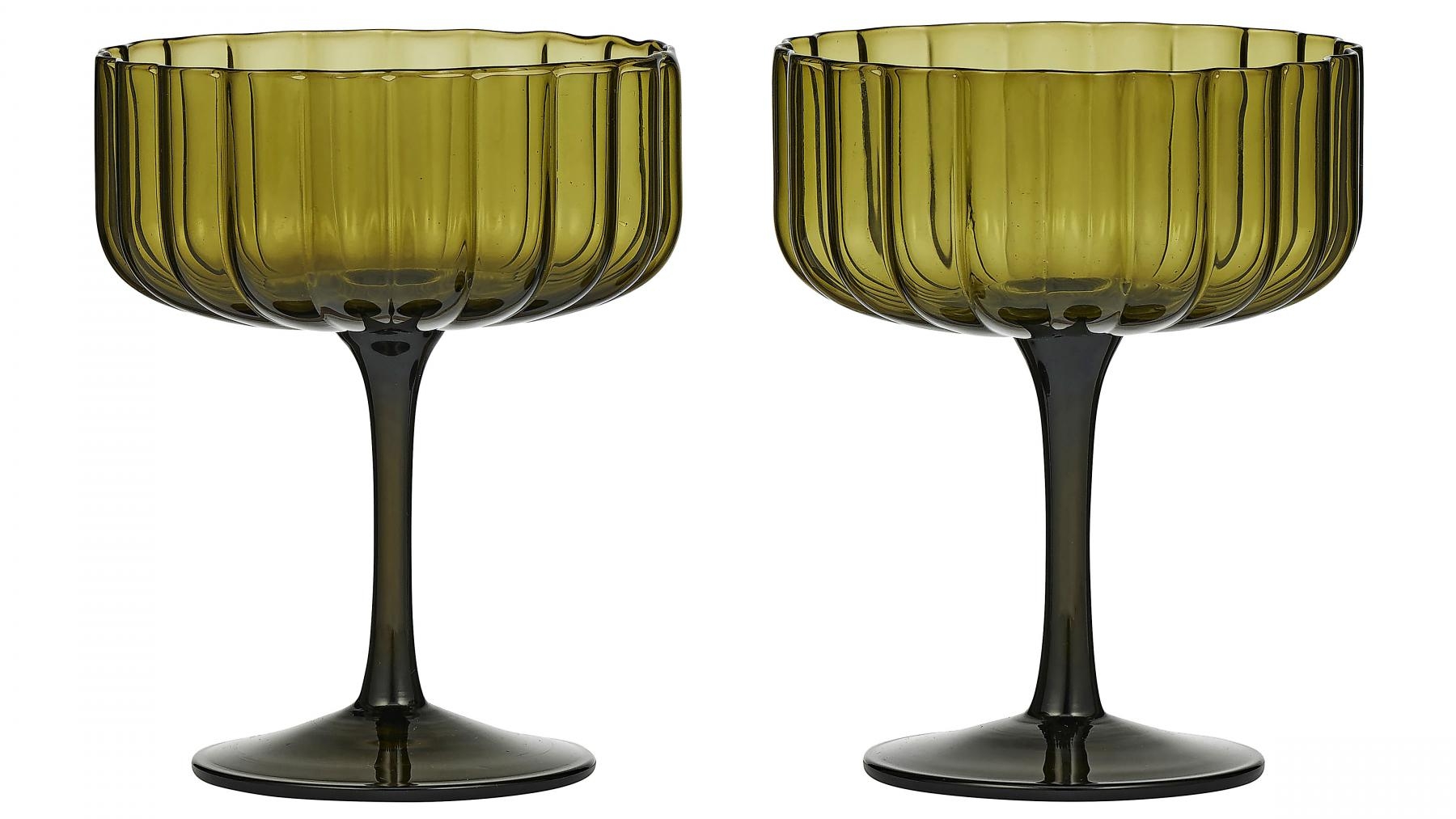 Hazel Coupe Glass in Olive - Set of 2