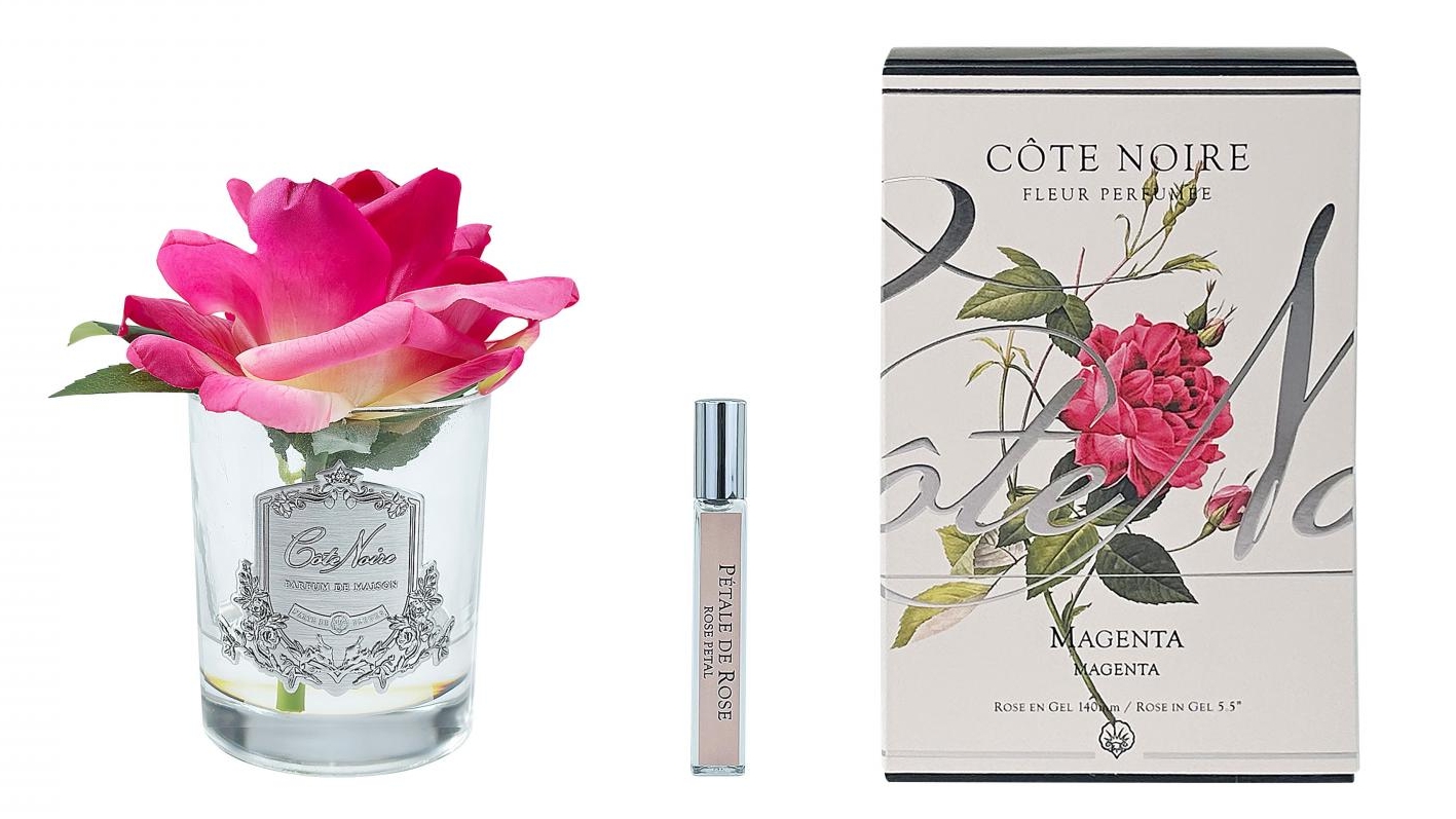 Cote Noire Silver Badge Magenta Single Rose