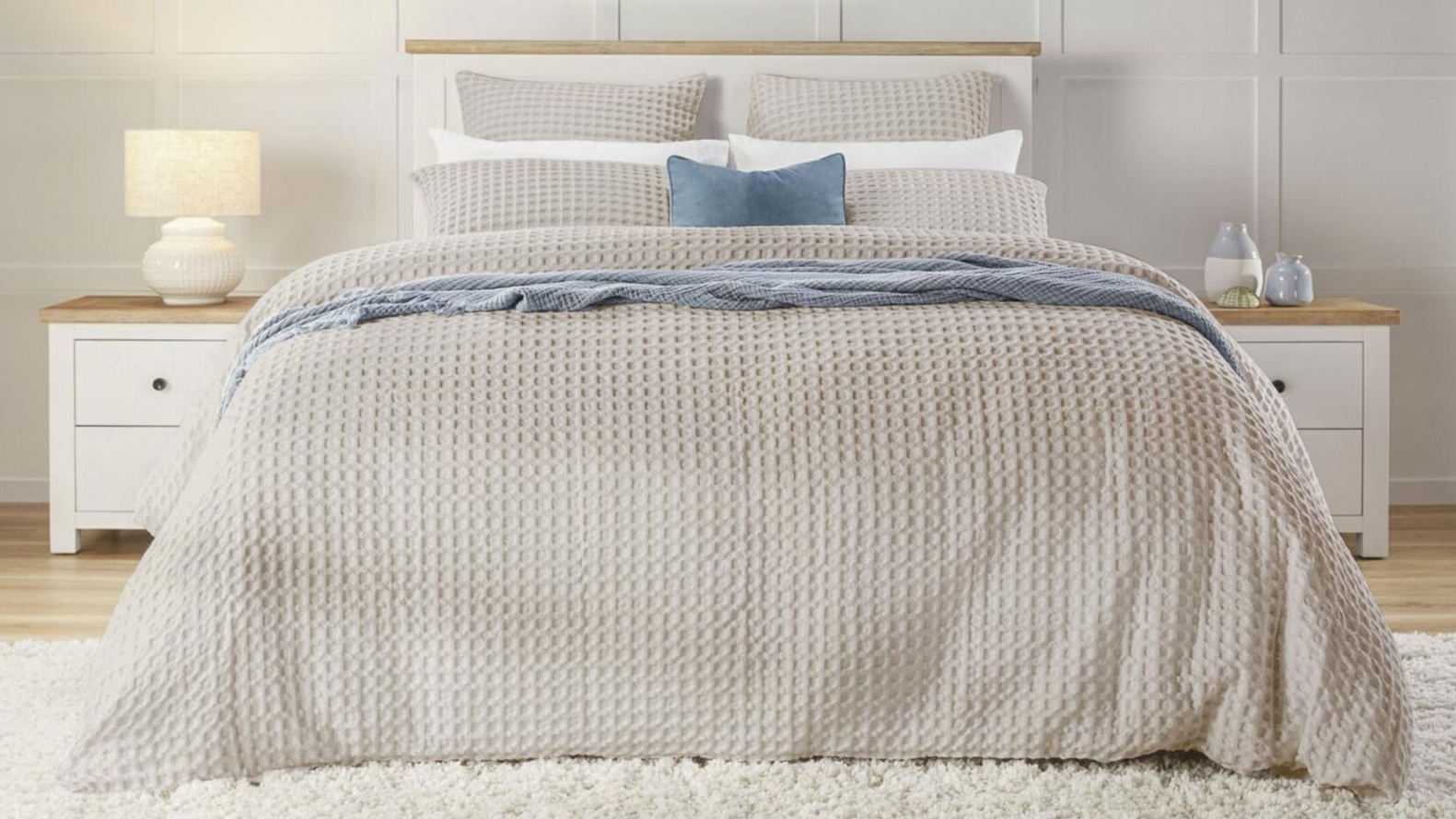Domayne Luxuries Jumbo Waffle Natural Quilt Cover Set