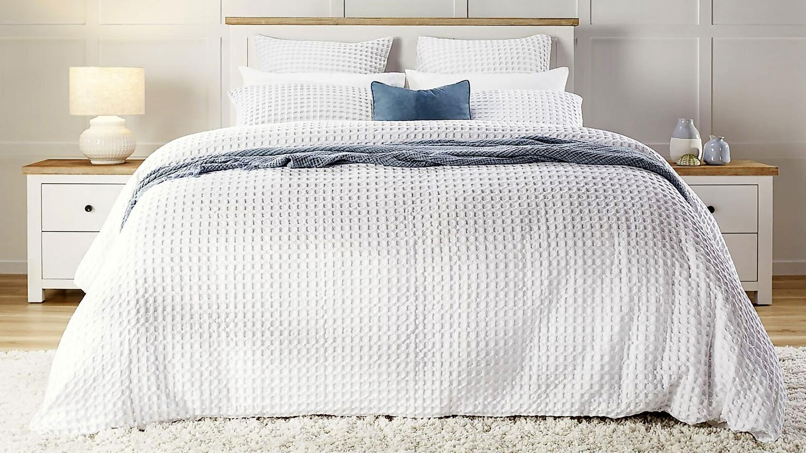 Domayne Luxuries Jumbo Waffle White Quilt Cover Set