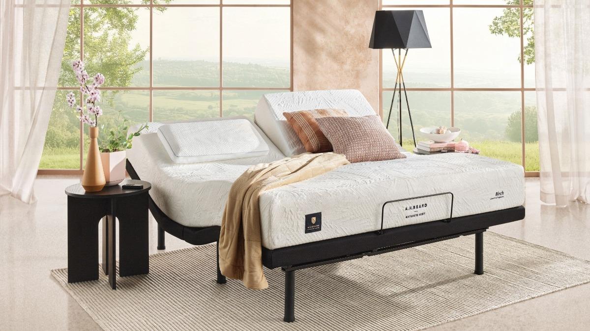 Nature's Rest Birch Support Mattress + AH Beard Renew Adjustable Base King Split Head Bundle