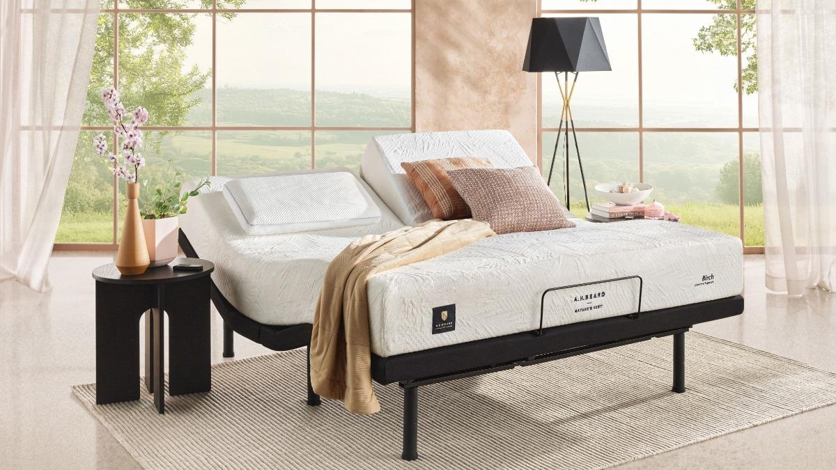  Nature's Rest Birch Support Mattress + AH Beard Renew Adjustable Base Queen Split Head Bundle