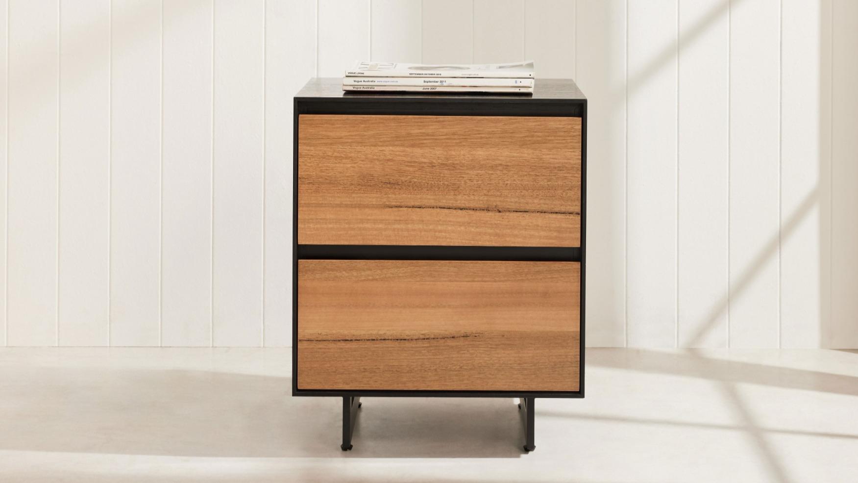 Avento 2-Drawer Marri/Black Bedside Table