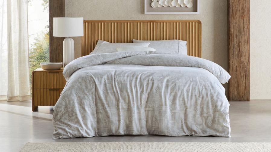 Bambury Bowie Flannelette Quilt Cover Set in Taupe