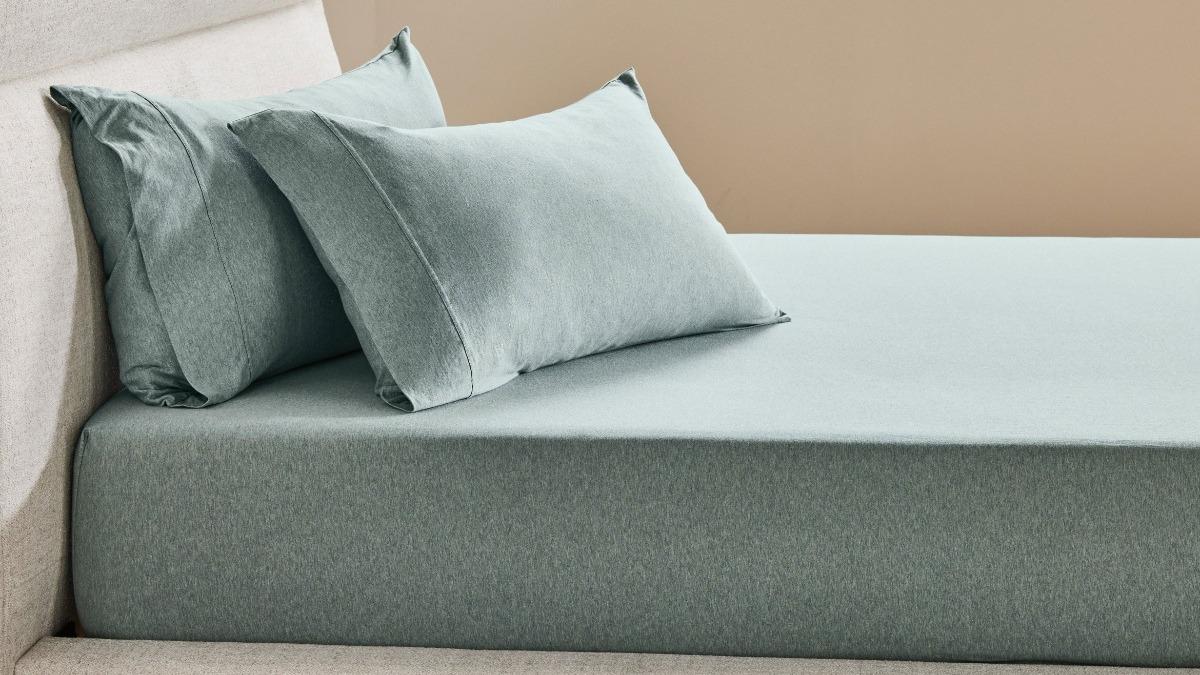 Linen House Ryland Eucalyptus Fitted Sheet and Pillowcase Set